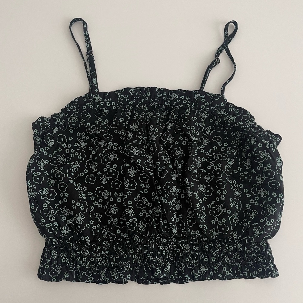 Abound black floral breathable crop top
